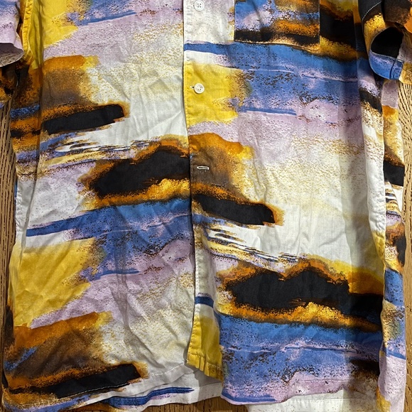 Levi’s Men’s Vibrant Multi Sunset Camp Button Down Hawaiian Summer Shirt Sz-L - Picture 4 of 7